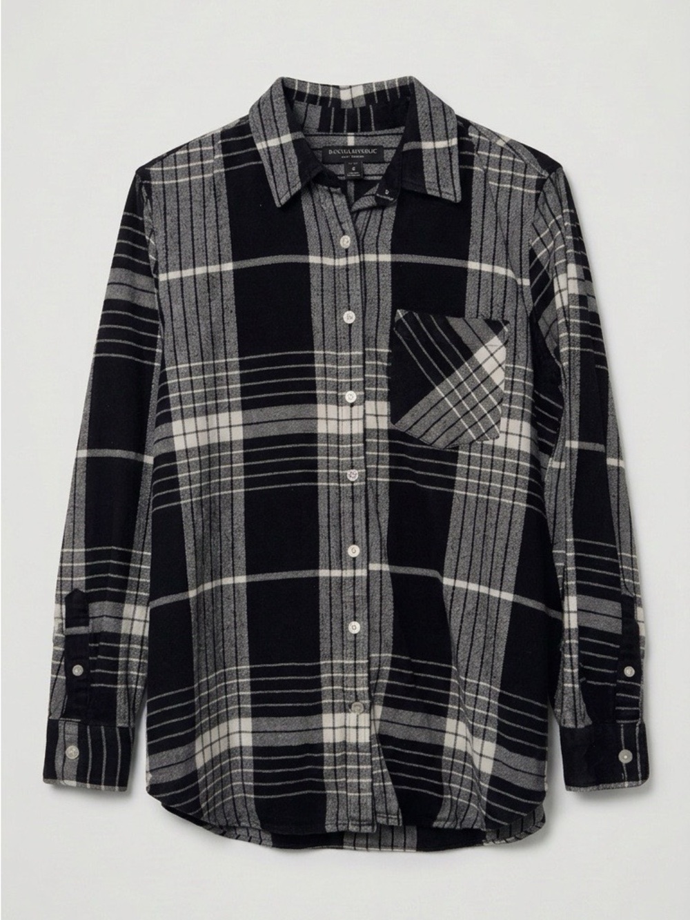 Banana Republic Black & White Plaid Soft Wash Button-Down Flannel